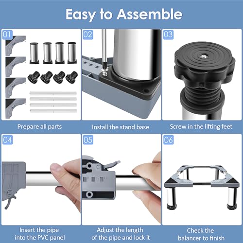 TOHONFOO Mini Fridge Stand with Silicone Mat, Universal Stand Base Adjustable Refrigerator Stand with 4 Sturdy Feet, 24''x 24'' Mini Fridge Drip Pan Protect From Appliance Leaks for Fridge, Washer, Dryer - Image 5