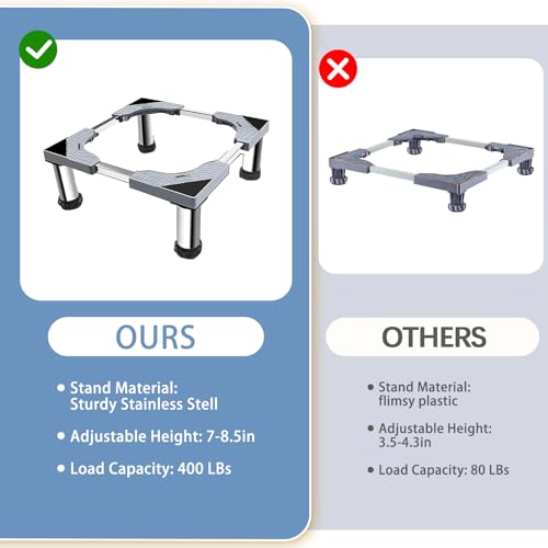 TOHONFOO Mini Fridge Stand with Silicone Mat, Universal Stand Base Adjustable Refrigerator Stand with 4 Sturdy Feet, 24''x 24'' Mini Fridge Drip Pan Protect From Appliance Leaks for Fridge, Washer, Dryer - Image 4
