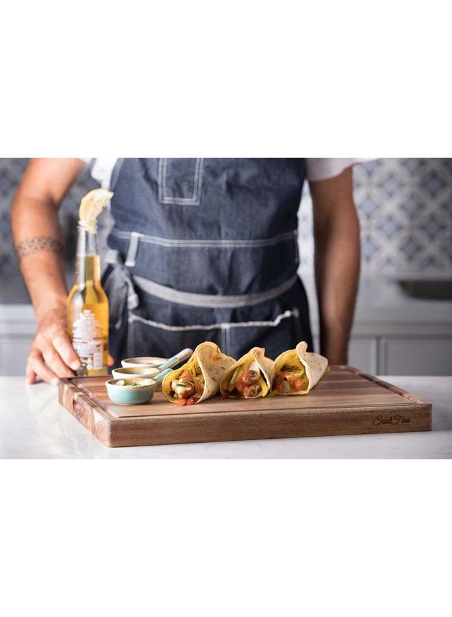 SOULFINO PREMIUM ACACIA Cutting Board & Professional Heavy Duty er Block w/Juice Groove - Extra Large (17"x13"x1.4") Organic, End Grain Chopping Block. Ideal Serving Tray for Meat & Cheese - Image 3