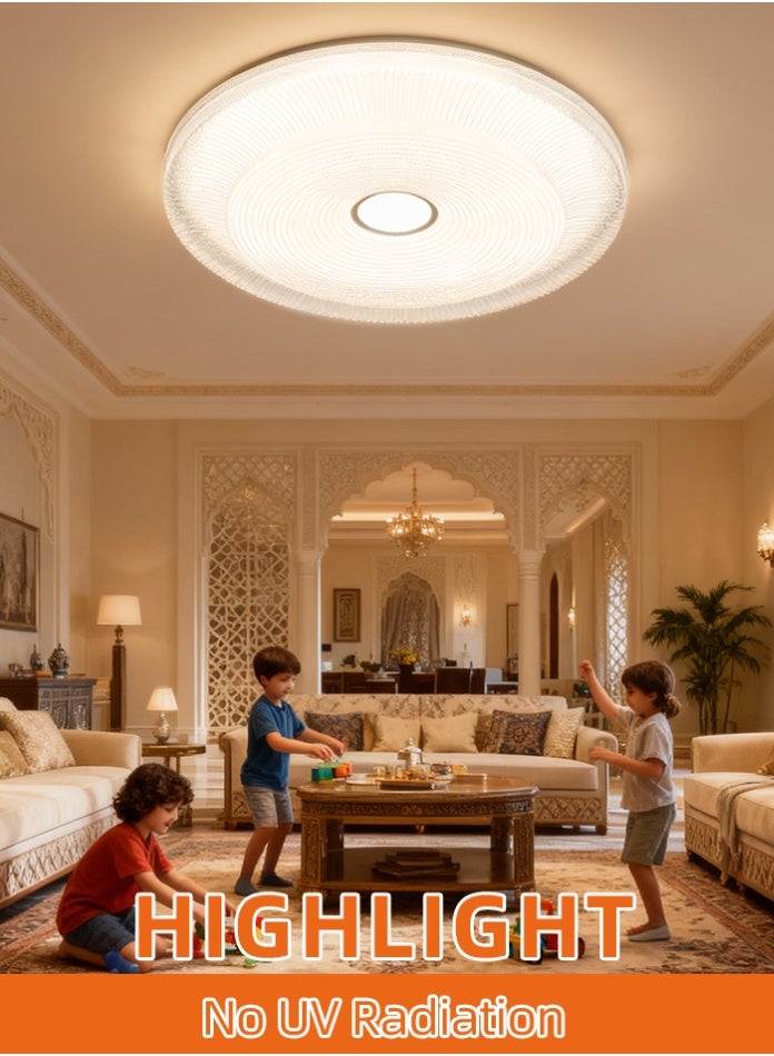 مودي مصباح سقف LED بقوة 80 واط، 49 سم، 3 ألوان قابلة للتبديل بتقنية CCT، 3000 كلفن/4000 كلفن/6500 كلفن، سطوع عالي 6000 لومن، بدون وميض، مصباح تثبيت مدمج من مادة PVC لغرفة النوم، غرفة المعيشة، غرفة الطعام - Image 2