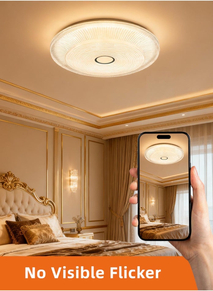 مودي مصباح سقف LED بقوة 80 واط، 49 سم، 3 ألوان قابلة للتبديل بتقنية CCT، 3000 كلفن/4000 كلفن/6500 كلفن، سطوع عالي 6000 لومن، بدون وميض، مصباح تثبيت مدمج من مادة PVC لغرفة النوم، غرفة المعيشة، غرفة الطعام - Image 1