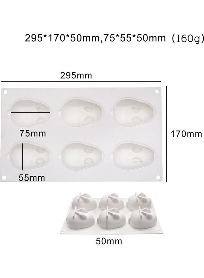 NIBEMINENT 6-Cavity Cartoon Rabbit Silicone Mould White 29.5x17x5cm - Image 2