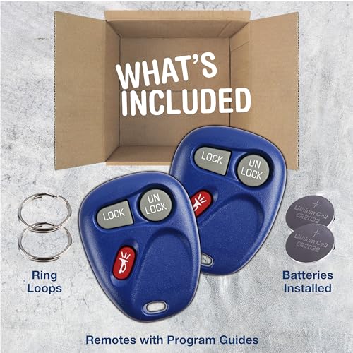 KeylessOption 2X KeylessOption Key Fob Replacement for 1998 1999 2000 2001 2002 2003 2004 Cadillac Escalade Chevrolet Chevy Silverado Suburban Tahoe GMC Yukon Sierra Remote, 3-Button 15042968, Self Programming - Image 2