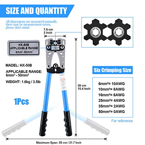 Glarks 2Pcs Wire Crimper Terminal Crimping Tool Cable Lug Crimper CuAl Terminal Ratchet Electrician Plier with Cable Cutter for 10 8 6 4 2 10 AWG Wire Cable Cutting and Crimping - Image 3
