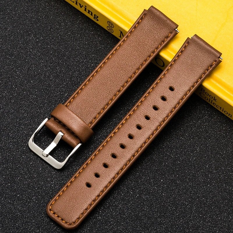 Bluejw Trendy Minimalist Durable Double Layer Cowhide Leather Replacement Strap for Smartwatch – Luxury Adjustable Waterproof Watch Band - Image 1