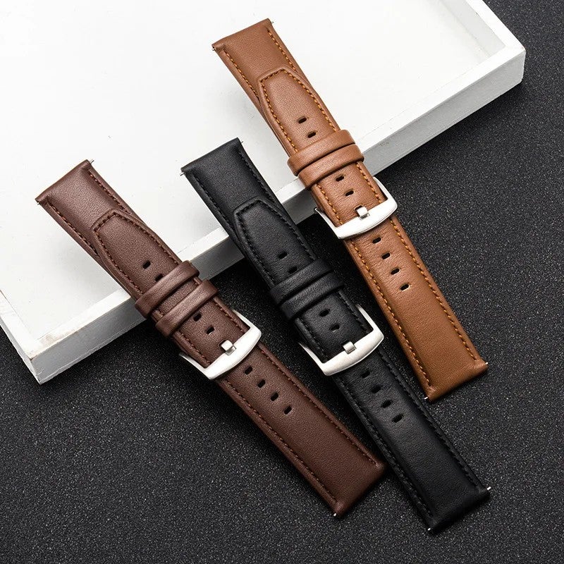 Bluejw Trendy Minimalist Durable Double Layer Cowhide Leather Replacement Strap for Smartwatch – Luxury Adjustable Waterproof Watch Band - Image 3