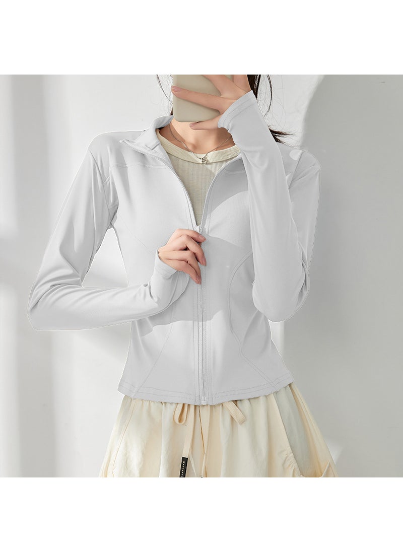 Generic - Womens Yoga Suit 2025 Spring New Style Pilates Training Sports Quick Dry Jacket Running Fitness Top All-Weather Training Outerw White - Image 1