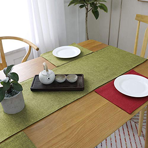 Khooti Jute Dining Table Runner for 2 Seater | 12 x 36 inches | Mehandi | Heat Resistant | Table Runner for Dining Table , Coffee Table , Centre Table , Wedding Party | Two Sided | Washable - Image 4