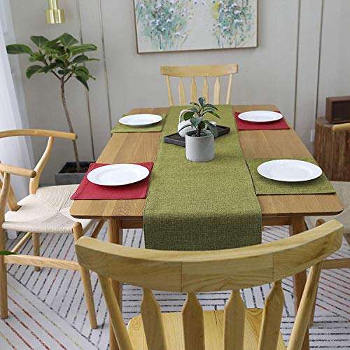 Khooti Jute Dining Table Runner for 2 Seater | 12 x 36 inches | Mehandi | Heat Resistant | Table Runner for Dining Table , Coffee Table , Centre Table , Wedding Party | Two Sided | Washable - Image 2