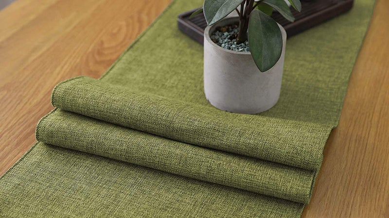 Khooti Jute Dining Table Runner for 2 Seater | 12 x 36 inches | Mehandi | Heat Resistant | Table Runner for Dining Table , Coffee Table , Centre Table , Wedding Party | Two Sided | Washable - Image 5