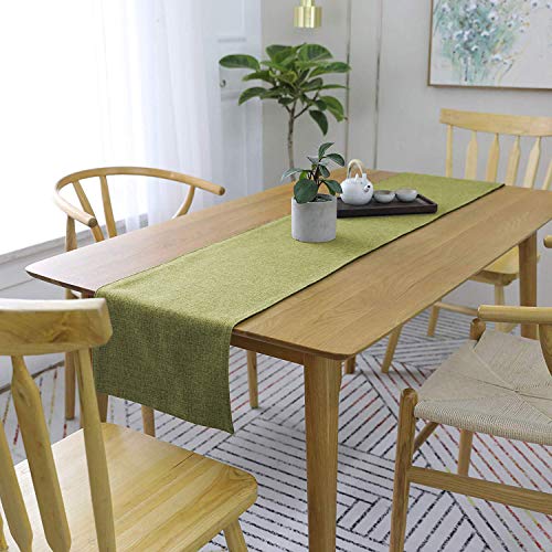 Khooti Jute Dining Table Runner for 2 Seater | 12 x 36 inches | Mehandi | Heat Resistant | Table Runner for Dining Table , Coffee Table , Centre Table , Wedding Party | Two Sided | Washable - Image 1