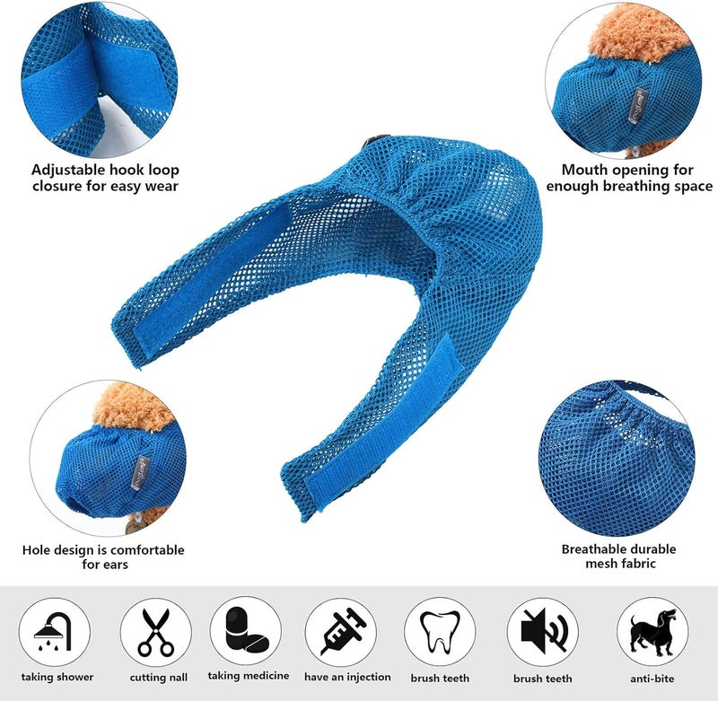 Weewooday 3 Pieces Cat Muzzles Breathable Mesh Muzzles Cat Grooming Restraint Bags with Muzzle Anti Bite Anti Meow for Prevent Cats from Biting (Blue, Pink) - Image 3
