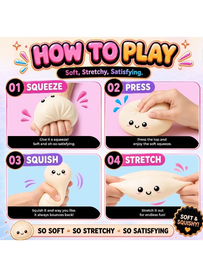 TOP ONE Dumpling Squishy Dumpling Stress Ball Steamed Stuffed Bun Stress Relief Squeezing Bun Toys For Halloween Project Tricking People Kid Playing - Image 4
