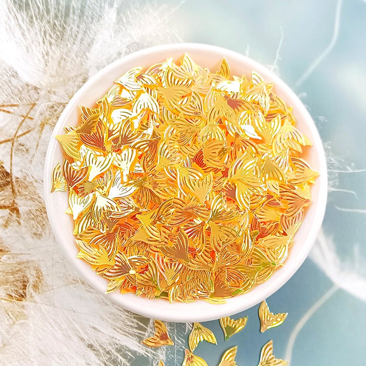 Ya Leduo Transparent Color 10MM Fishtail DIY Jewelry Accessories Golden Light Cross-border Beading Mermaid Ji Live Fishtail Bright C12 Golden Yellow-Jg91