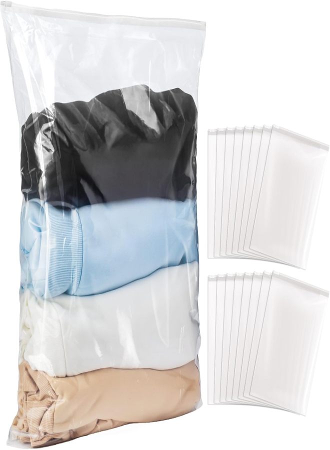 Product Name: 16 Extra Large 18x24 inch Plastic Storage Bags, 5 Gallon Capacity for Clothes, Travel, Moving, Camping. Giant Zipper Bags for Storage. Travel Essentials, Perfect Storage Accessories. - Image 1