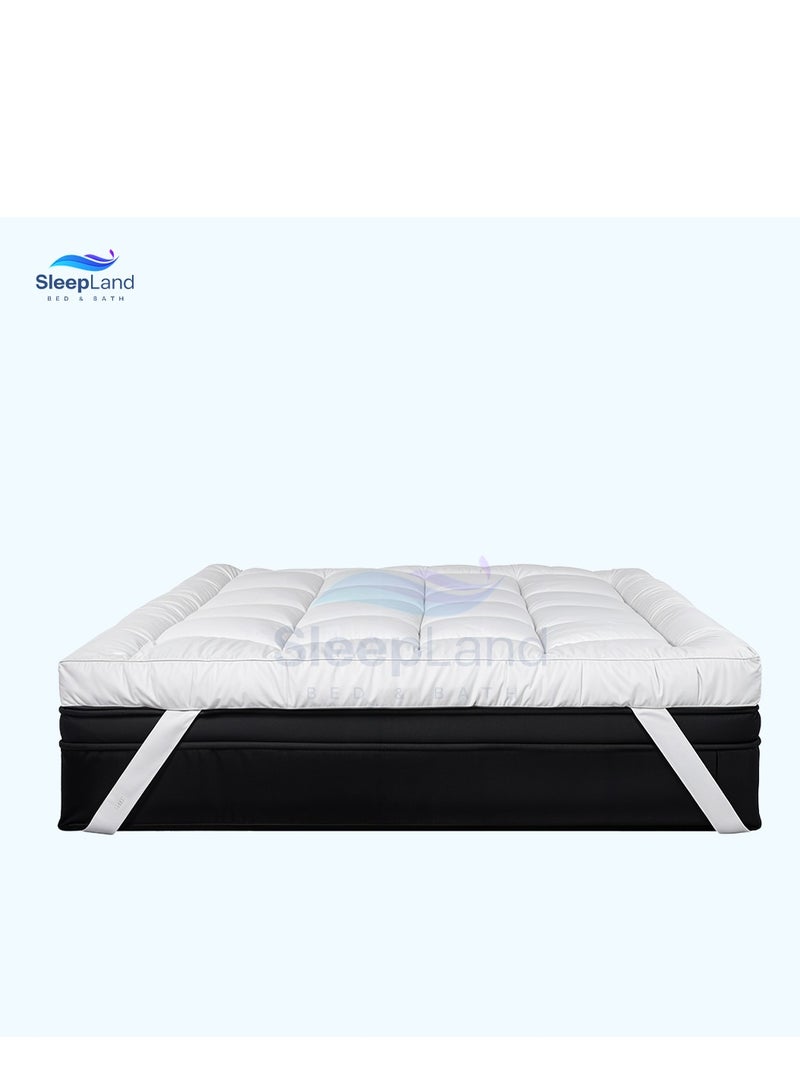 سليب لاند بكج ( لباد فندقي مقاس 200×120 سم ارتفاع 14 سم + واقي مرتبة مقاس 200×120 سم + طقم واقي مخدة ) - Image 2