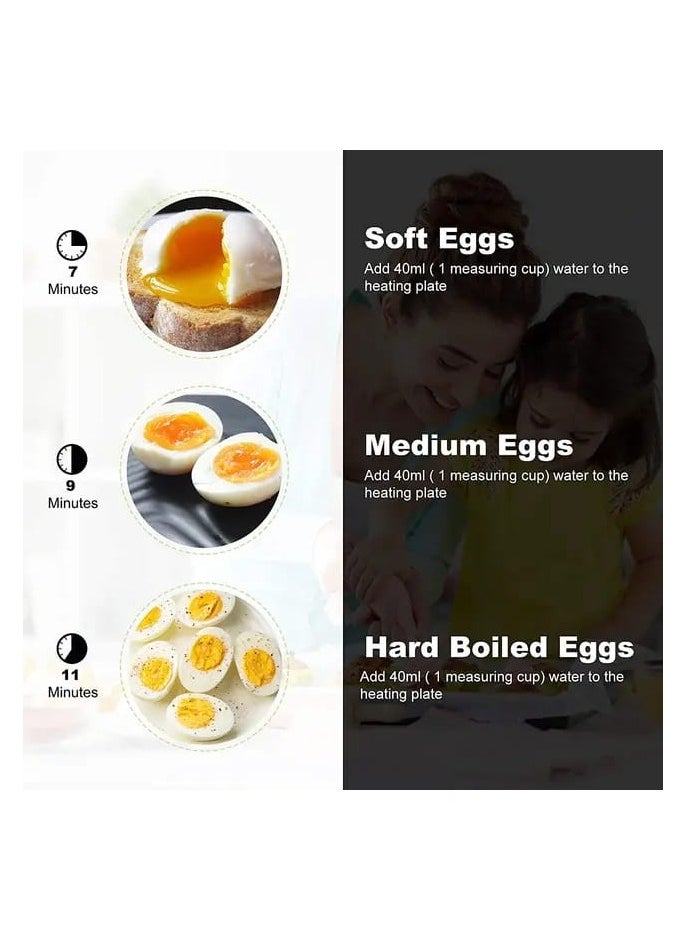 Egg Steamer, 350W Double-Layer Egg Boiler with 14 Egg Capacity, Rapid Electric Egg Cooker, for Boiled Eggs, Omelettes, Steamed Vegetables, and Seafood with Auto Shut-Off