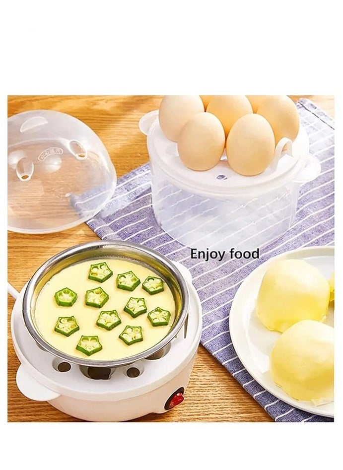 Egg Steamer, 350W Double-Layer Egg Boiler with 14 Egg Capacity, Rapid Electric Egg Cooker, for Boiled Eggs, Omelettes, Steamed Vegetables, and Seafood with Auto Shut-Off
