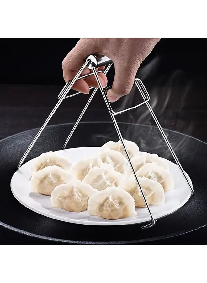 قطعة واحدة من ملقط المطبخ الفولاذي المقاوم للصدأ الثقيل الفضي مع أطراف غير قابلة للانزلاق وآلية قفل - Image 2