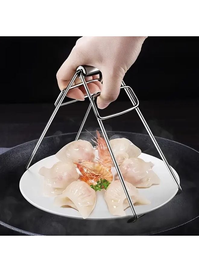 قطعة واحدة من ملقط المطبخ الفولاذي المقاوم للصدأ الثقيل الفضي مع أطراف غير قابلة للانزلاق وآلية قفل - Image 3