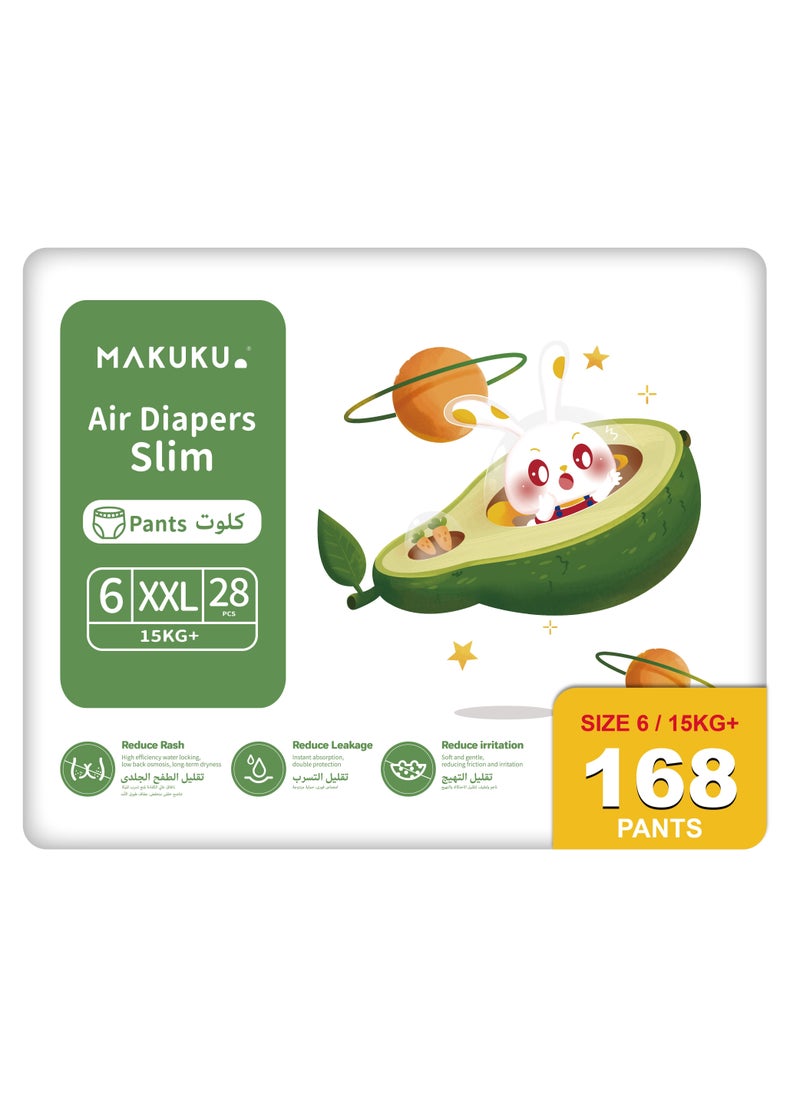 MAKUKU - Air Slim Pants Diapers - Size 6 (15+kg) | 18-24 months | 168 Pieces - Image 1