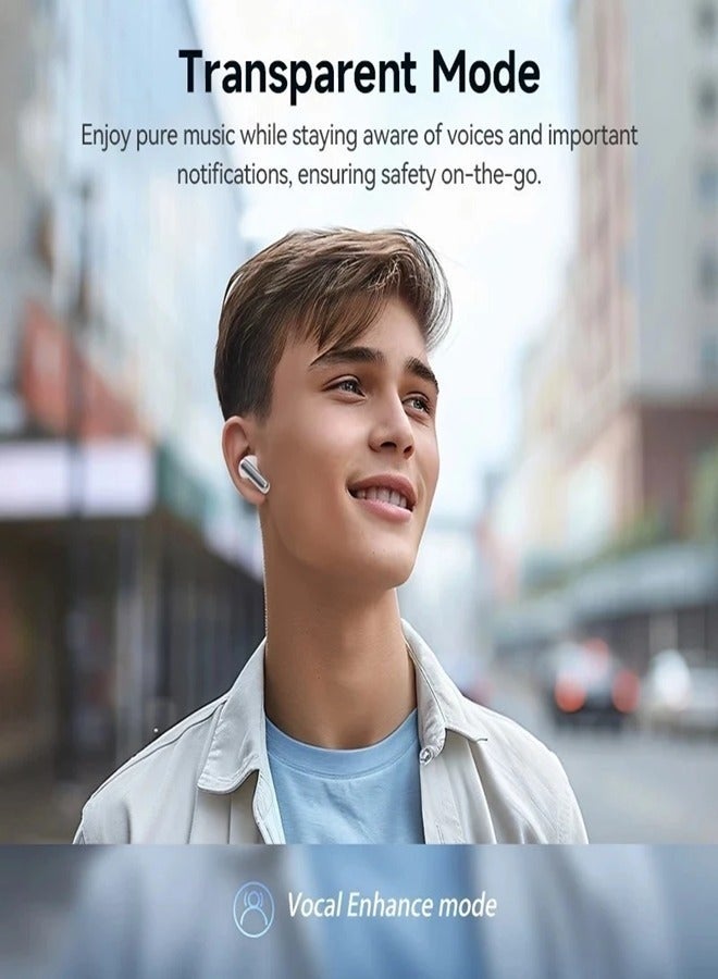 عربست سماعات أذن MeloBuds N50 ANC، تقنية إلغاء الضوضاء المزدوجة المتقدمة، جودة صوت محسنة، عمر بطارية طويل 28 ساعة، ملاءمة مريحة وآمنة، وضع الشفافية، عناصر تحكم باللمس ومقاومة للماء IPX5 - أبيض - Image 3