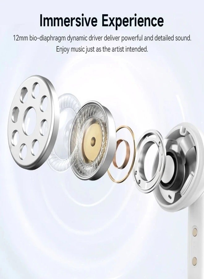 عربست سماعات أذن MeloBuds N50 ANC، تقنية إلغاء الضوضاء المزدوجة المتقدمة، جودة صوت محسنة، عمر بطارية طويل 28 ساعة، ملاءمة مريحة وآمنة، وضع الشفافية، عناصر تحكم باللمس ومقاومة للماء IPX5 - أبيض - Image 5