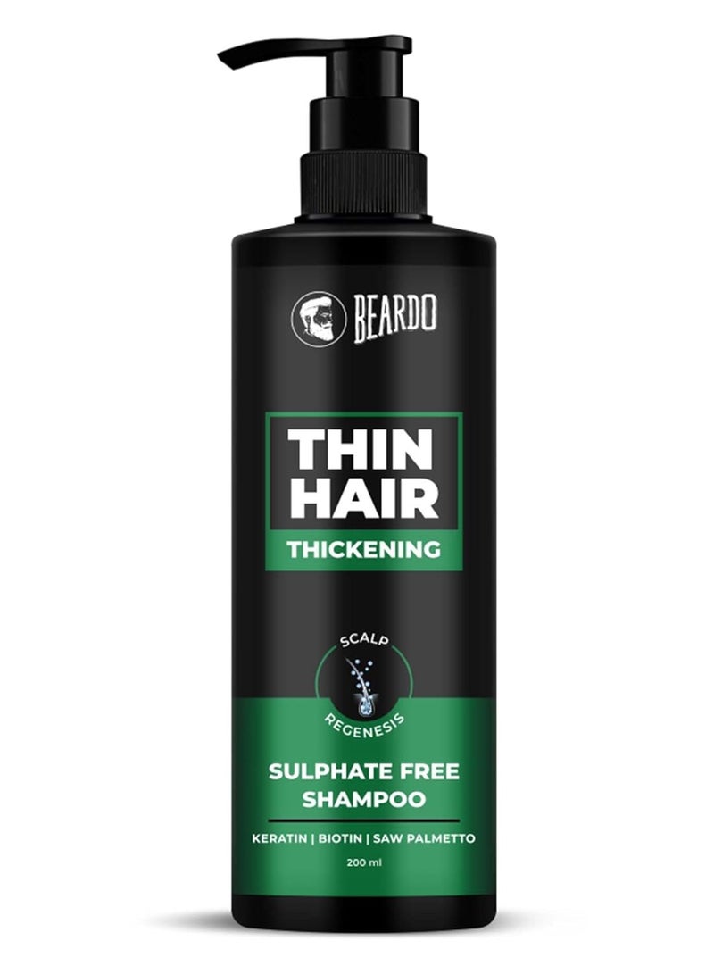BEARDO Thin Hair Thickening Sulphate Free Shampoo for Men 200 ml | With Biotin, Keratin, Saw Palmetto | Sulphate and Paraben Free Shampoo | For Strong & Thick Hair - Image 1