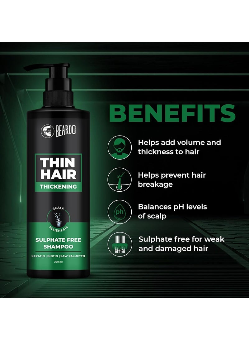 BEARDO Thin Hair Thickening Sulphate Free Shampoo for Men 200 ml | With Biotin, Keratin, Saw Palmetto | Sulphate and Paraben Free Shampoo | For Strong & Thick Hair - Image 5