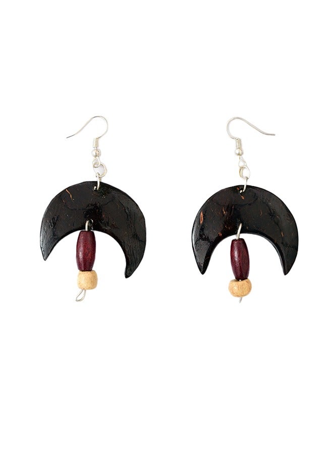 N & H Eco-friendly Handmade Jewellery Coconut Wooden Earrings Lightweight Hoopwire Earrings Bohemian Pendant Dangle Earrings Set - Image 1