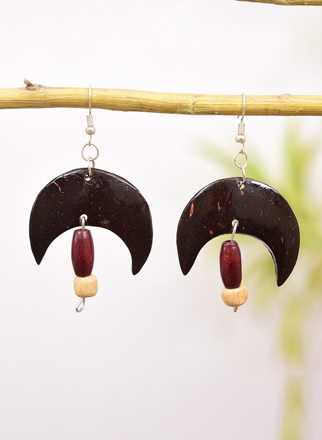 N & H Eco-friendly Handmade Jewellery Coconut Wooden Earrings Lightweight Hoopwire Earrings Bohemian Pendant Dangle Earrings Set - Image 2
