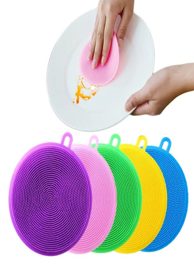 Utriorix Silicone Double-Side Cleaning Dish Washing Kitchen Accessories Brush Bowl Pot Pan Wash Cleaning Brushes Cooking Tool Cleaner Sponges Scouring (5 pcs) - Image 1