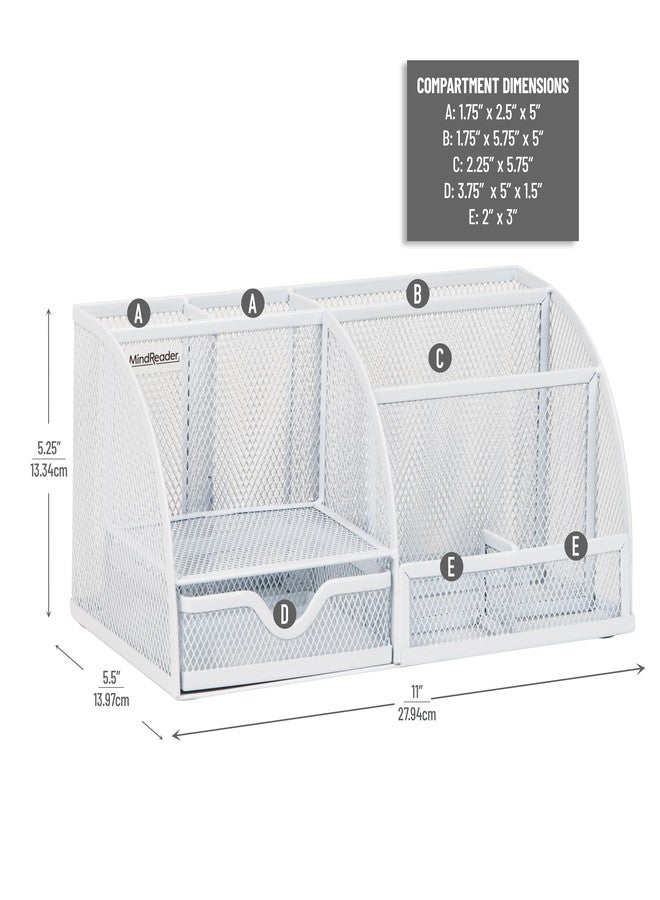Mind Reader 7-Compartment Desktop Organizer, File & Accessory Storage, Metal Mesh Office Organizer for Desk, Workspace, Mail, White - Image 3