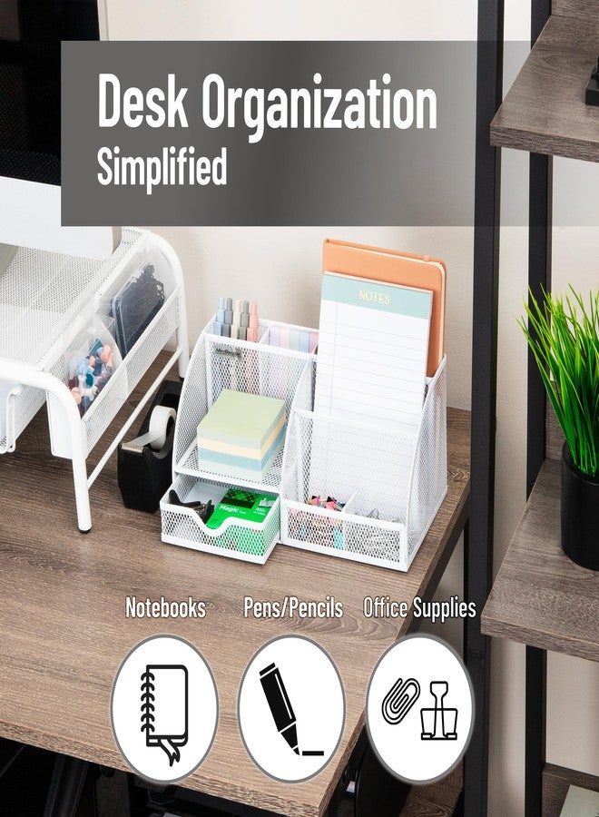 Mind Reader 7-Compartment Desktop Organizer, File & Accessory Storage, Metal Mesh Office Organizer for Desk, Workspace, Mail, White - Image 2