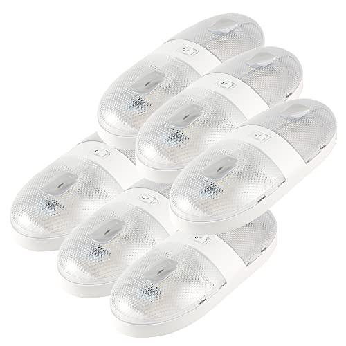 Lumitronics RV 12V Double LED Ceiling Dome Light, On/Off Switch, Removable Lenses (Pack of 6) - Image 1