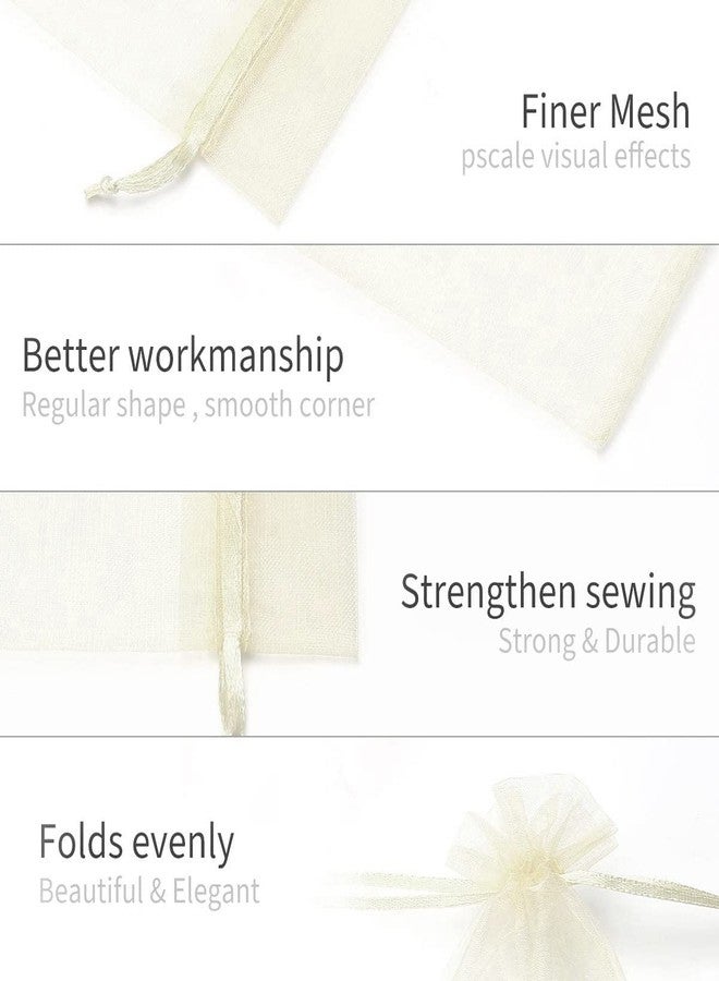 Akstore 100PCS 4x6 (10x15cm Drawstring Organza Jewelry Favor Pouches Wedding Party Festival Gift Bags Candy Bags (Beige - Image 3