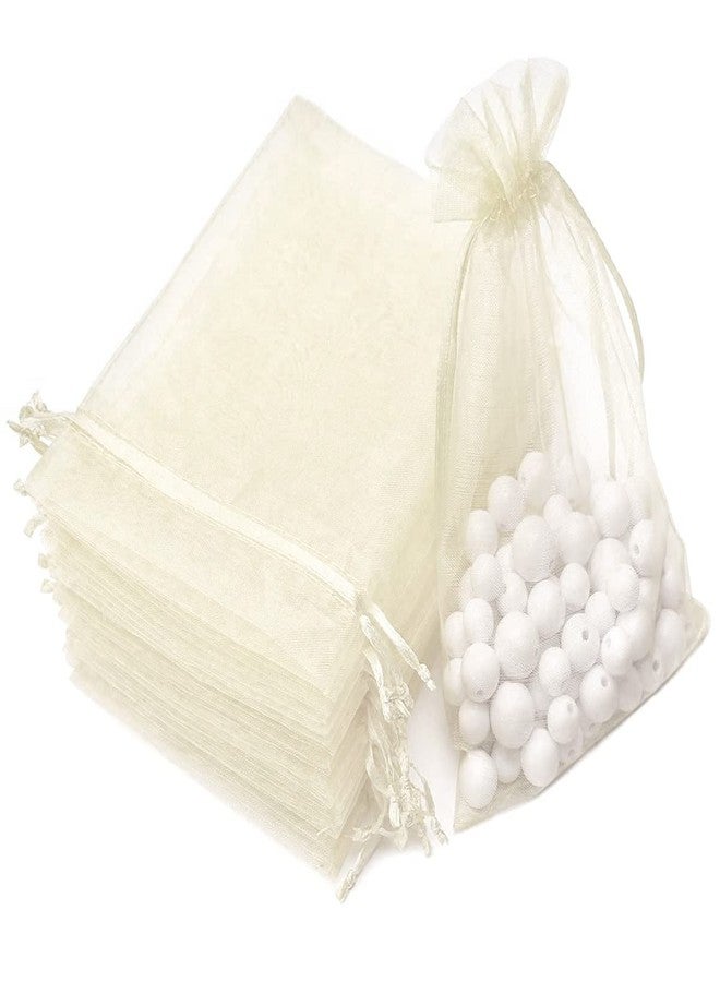 Akstore 100PCS 4x6 (10x15cm Drawstring Organza Jewelry Favor Pouches Wedding Party Festival Gift Bags Candy Bags (Beige - Image 1