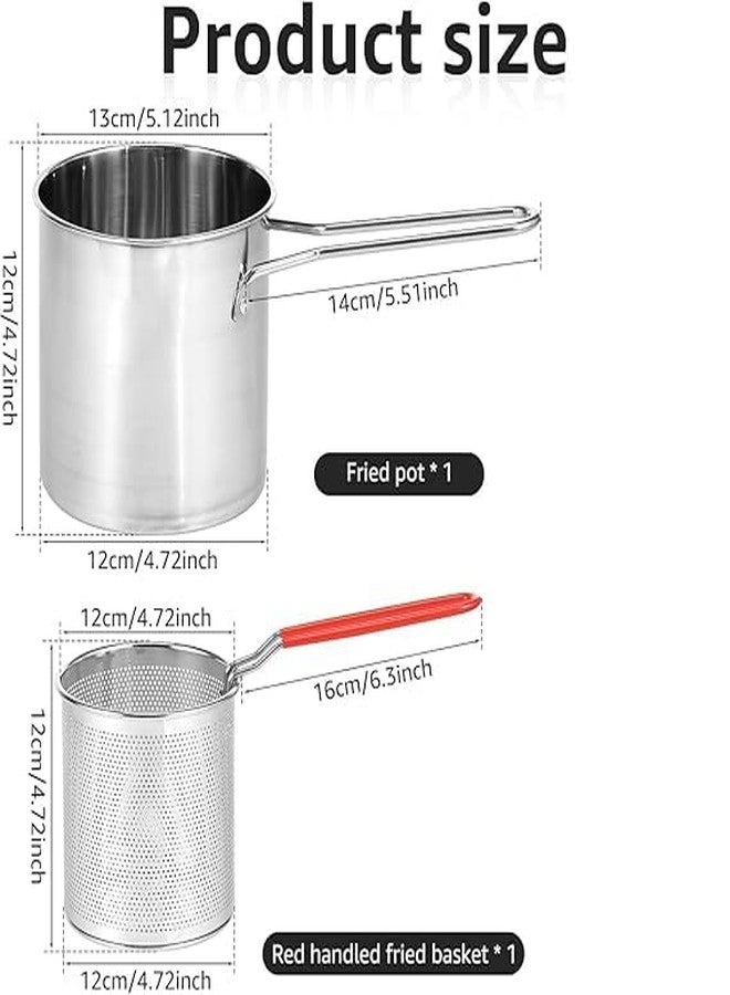 BIRZAR Small Deep Frying Pot with Strainer Basket - 1200ml Stainless Steel Pan with Handle | Ideal for Frying French Fries, Chicken Wings, Shrimp, Fish, Boiling Butter, and Pasta (1 Piece) - Image 5