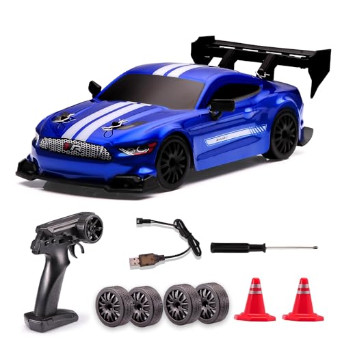 jaming 1:24 Scale RC Drift Car,4WD 2.4GHz High Speed Racing Hobby Sport Toy Car Vehicle with LED Lights,Racing and Drift Wheels for Adult Boys Girls Kids Gift (8602-Blue) - Image 1