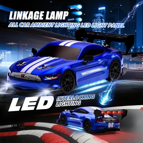 jaming 1:24 Scale RC Drift Car,4WD 2.4GHz High Speed Racing Hobby Sport Toy Car Vehicle with LED Lights,Racing and Drift Wheels for Adult Boys Girls Kids Gift (8602-Blue) - Image 5
