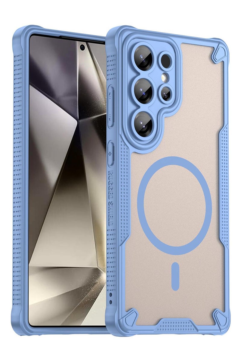 Cover For Samsung Galaxy S25 Ultra Armor Glaze MagSafe Magnetic Phone Case Raised edges around the screen and camera lens help prevent scratches - Blue - Image 1