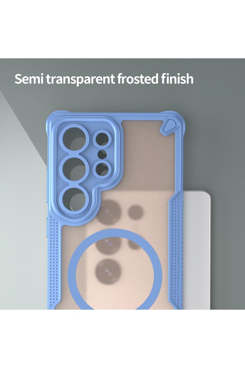 Cover For Samsung Galaxy S25 Ultra Armor Glaze MagSafe Magnetic Phone Case Raised edges around the screen and camera lens help prevent scratches - Blue - Image 4