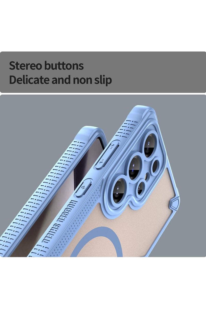 Cover For Samsung Galaxy S25 Ultra Armor Glaze MagSafe Magnetic Phone Case Raised edges around the screen and camera lens help prevent scratches - Blue - Image 5