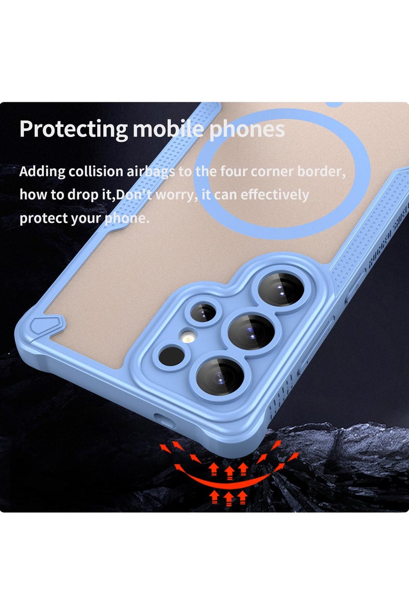 Cover For Samsung Galaxy S25 Ultra Armor Glaze MagSafe Magnetic Phone Case Raised edges around the screen and camera lens help prevent scratches - Blue - Image 3