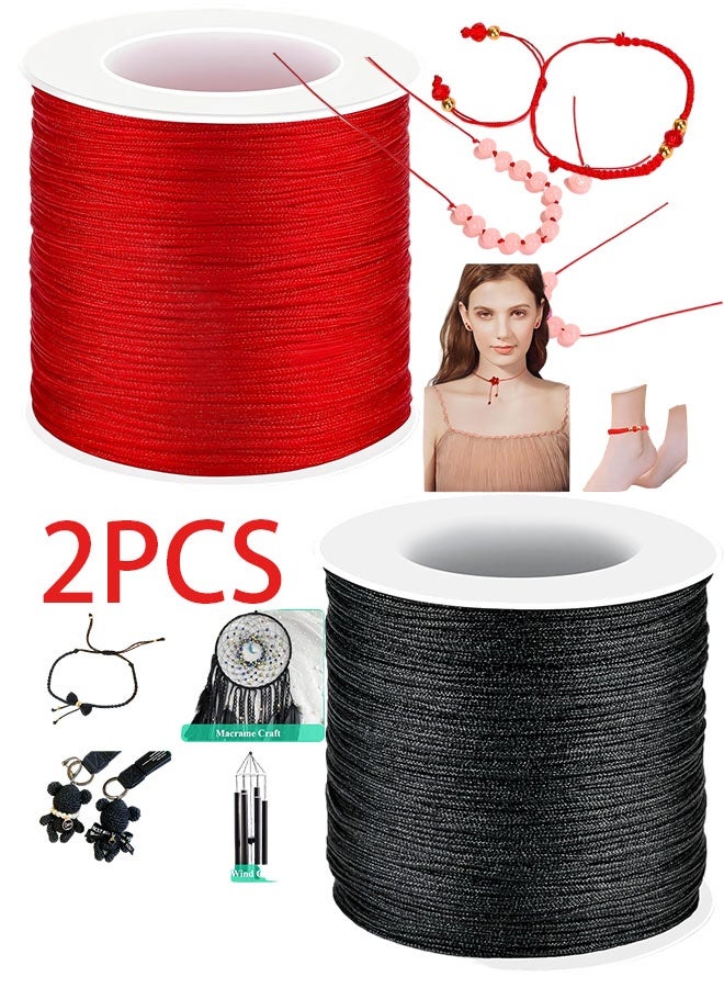 Happy D 100m 0.8mm red/black elastic cord, elastic string, for making beaded bracelets and jewelry, 2 pieces - Image 1