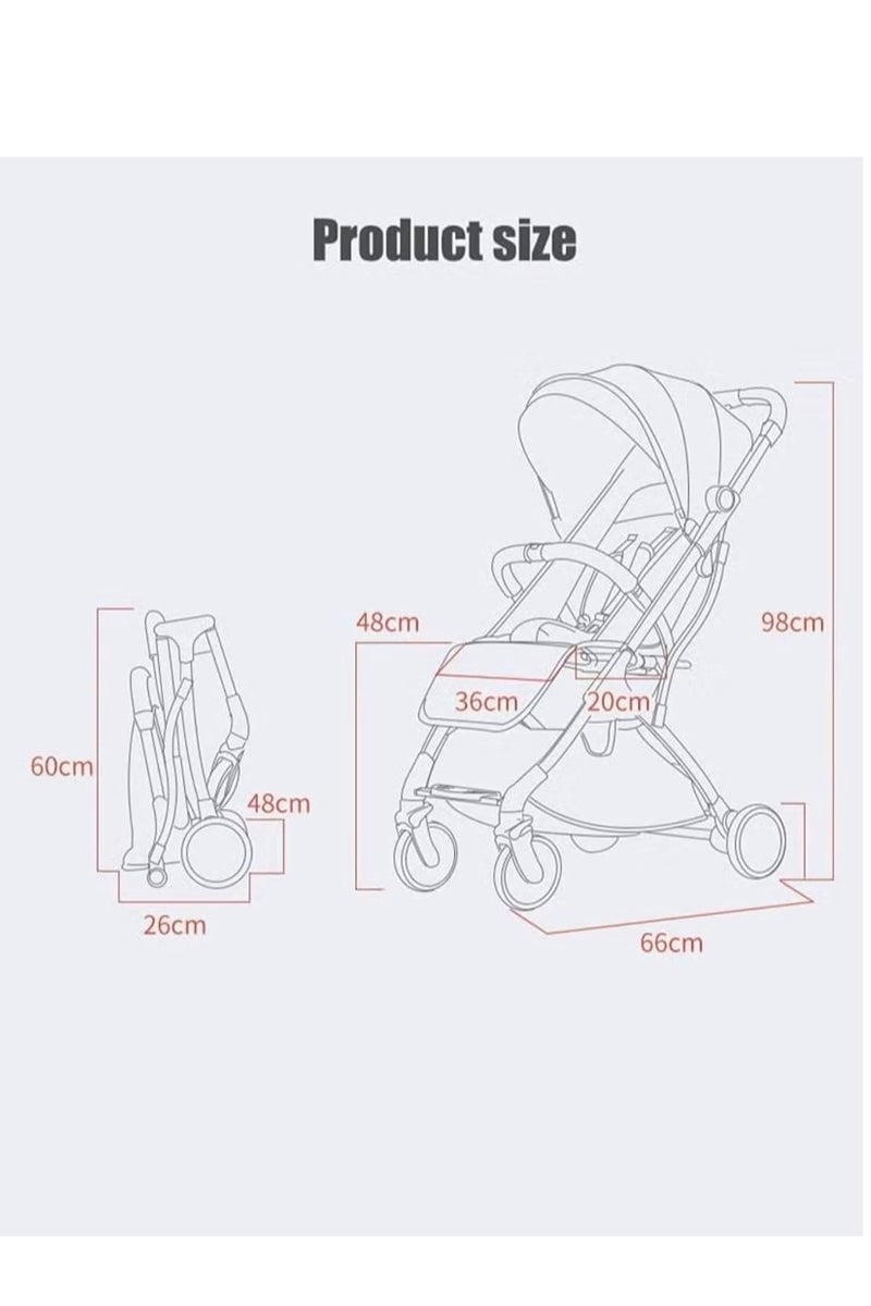Lightweight Portable Travelling Baby Stroller, Black & Dark Grey (Black) - Image 4