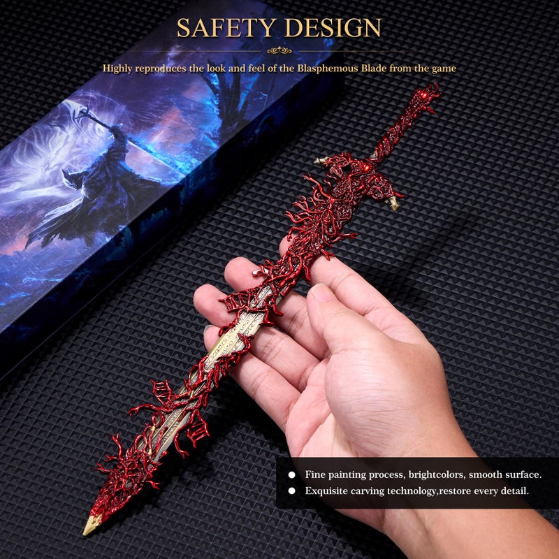 RACEROCKET Eldens Rings Blasphemous Blade Replica 11.8 inch Full Metal Sword Model with Stand, Martial Arts Swords for Gaming Collectable Desk Decoration and Gift for Fans and Collectors - Image 5