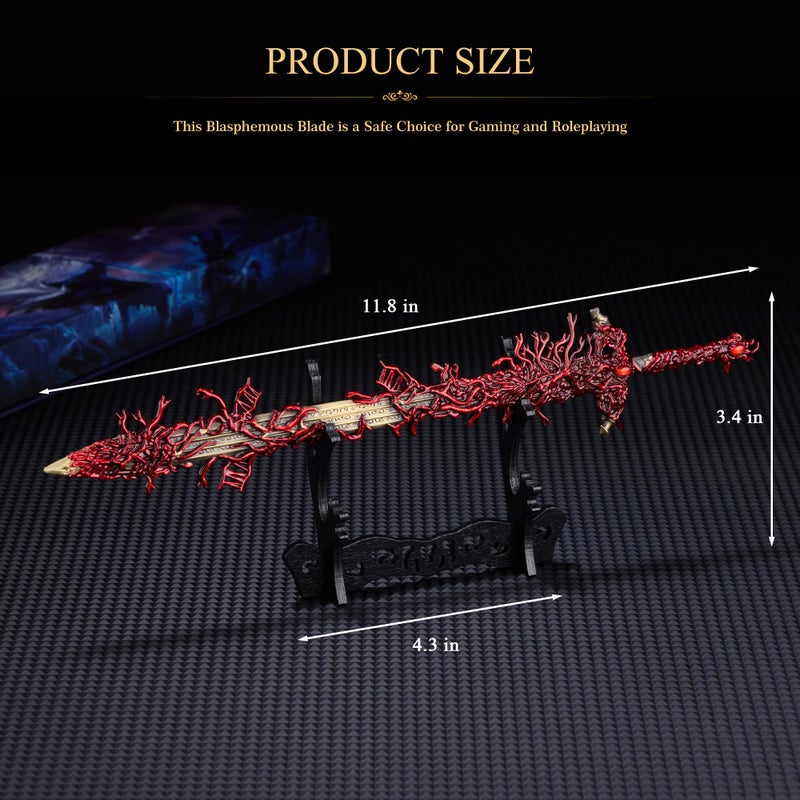 RACEROCKET Eldens Rings Blasphemous Blade Replica 11.8 inch Full Metal Sword Model with Stand, Martial Arts Swords for Gaming Collectable Desk Decoration and Gift for Fans and Collectors - Image 2