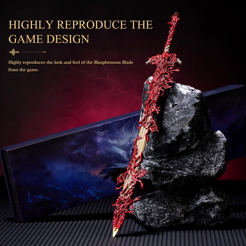 RACEROCKET Eldens Rings Blasphemous Blade Replica 11.8 inch Full Metal Sword Model with Stand, Martial Arts Swords for Gaming Collectable Desk Decoration and Gift for Fans and Collectors - Image 3
