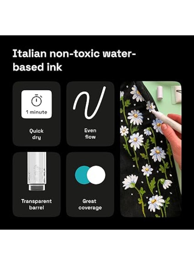 ARTISTRO White Marker Pens for Rock Painting, Stone, Ceramic, Glass, Wood, Tyre, Fabric, Metal, Canvas, Set of 12 Water Based Acrylic Paint Pens with Medium Point (White) - Image 2